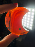 Indonesian Blue Amber Crescent Moon – 3 Inch | UV Fluorescent