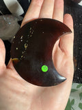 Indonesian Blue Amber Crescent Moon – 3 Inch | UV Fluorescent
