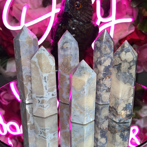 Chalcedony Flower Agate Crystal Point
