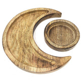 Wooden Crescent Moon Trays Set
